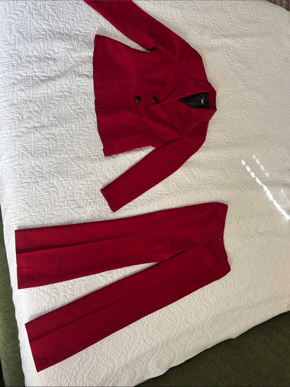 Structured Red Women’s Pant Suit Jacket & Trousers